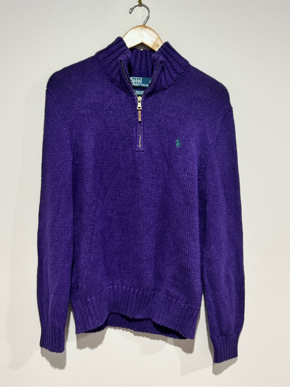 Polo Ralph Lauren Purple Half-Zip Cotton Sweater Size M Mens Knit Pullover